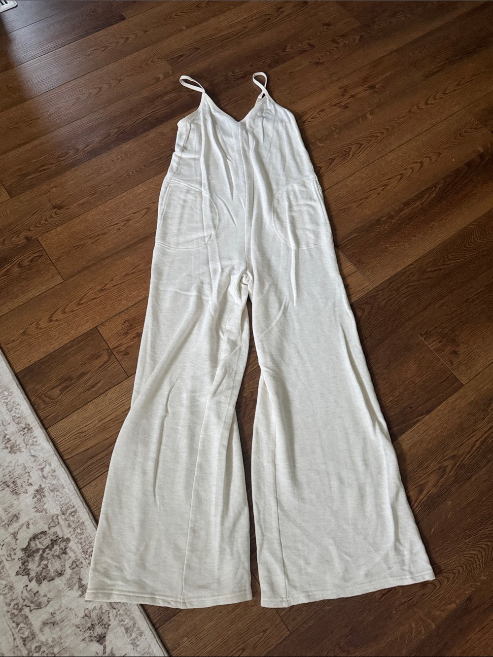 Women's Cream Wide-Leg Jumpsuit with Spaghetti Straps